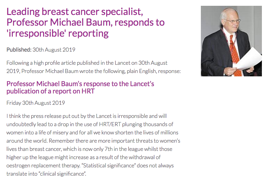 Réponse d’une sommité spécialiste du cancer du sein aux conclusions de l’étude Lancet